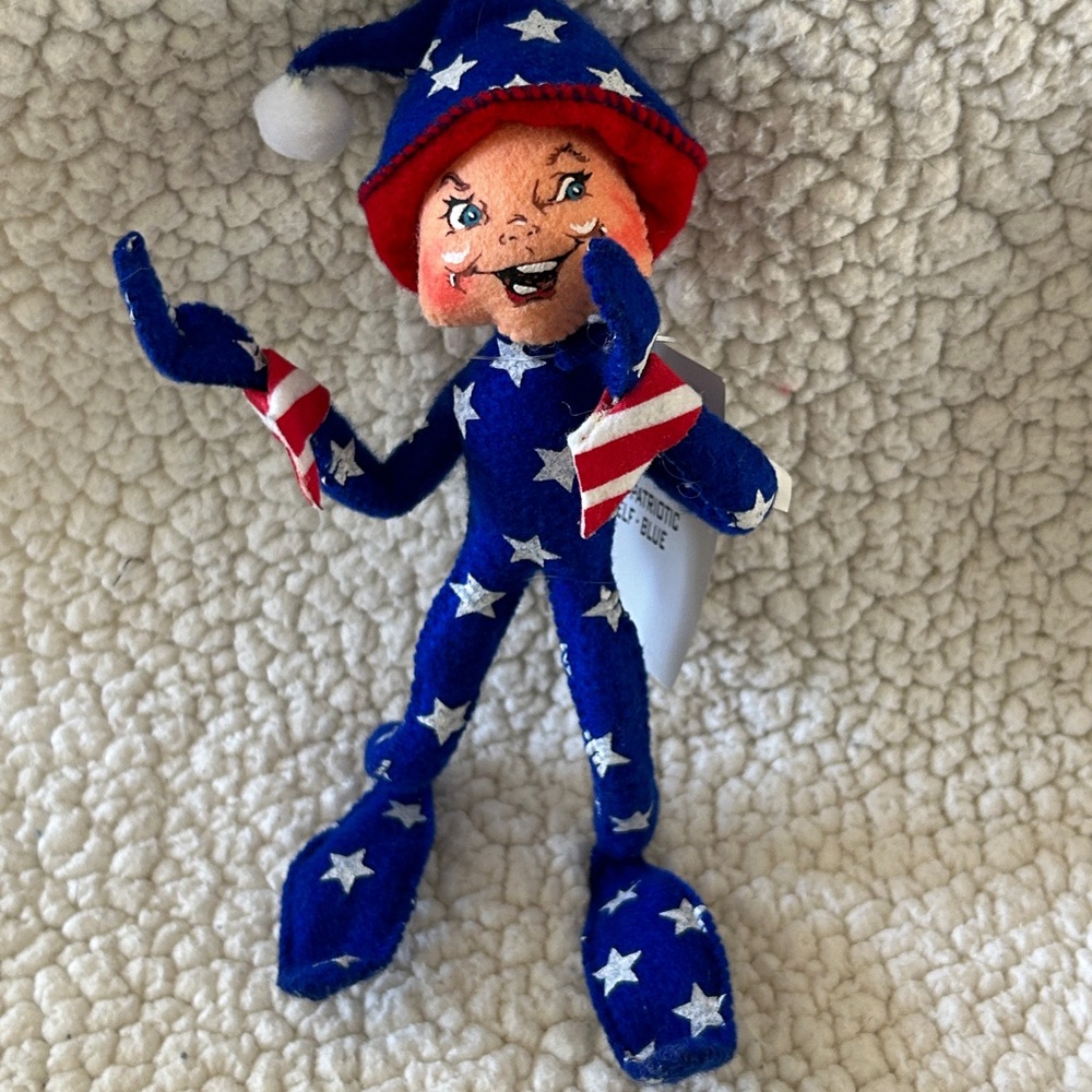 Annalee Blue and Red Star Patriotic Elf